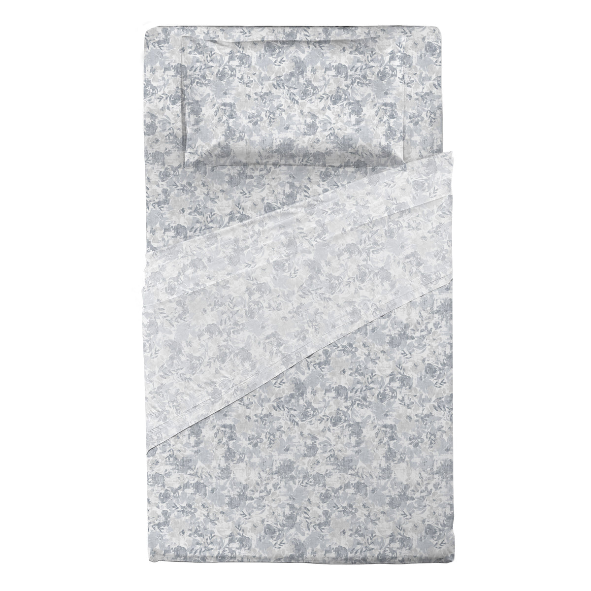 Happidea Completo Letto Piazza e Mezza in Flanella di Cotone con Stampa Adelia Sky Grey