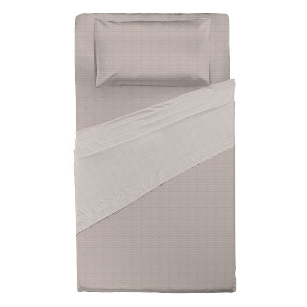 Happidea Completo Letto Piazza e Mezza in Flanella di Cotone con Stampa Cedric Beige