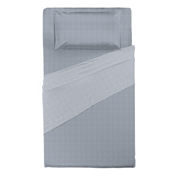 Happidea Completo Letto Piazza e Mezza in Flanella di Cotone con Stampa Cedric Light Blue
