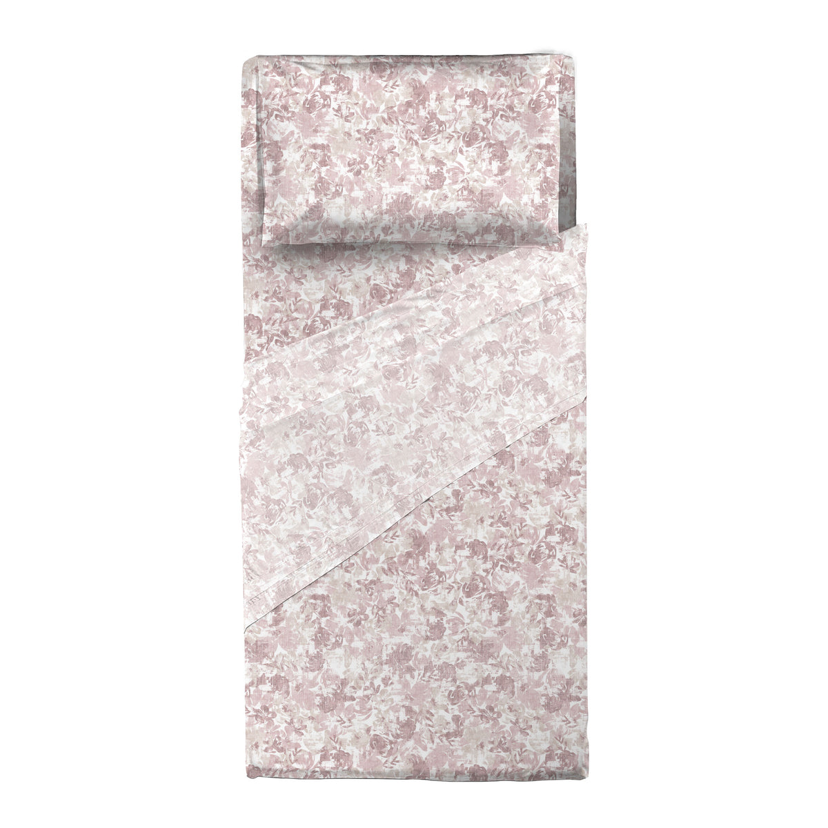 Happidea Completo Letto Singolo in Flanella di Cotone con Stampa Adelia Pink