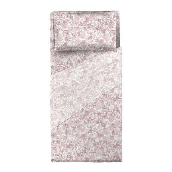 Happidea Completo Letto Singolo in Flanella di Cotone con Stampa Adelia Pink