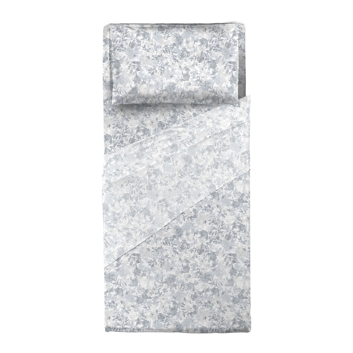 Happidea Completo Letto Singolo in Flanella di Cotone con Stampa Adelia Sky Grey
