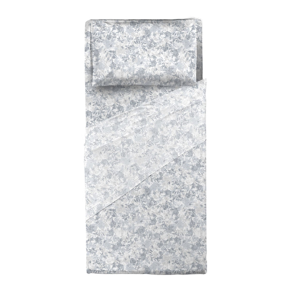 Happidea Completo Letto Singolo in Flanella di Cotone con Stampa Adelia Sky Grey