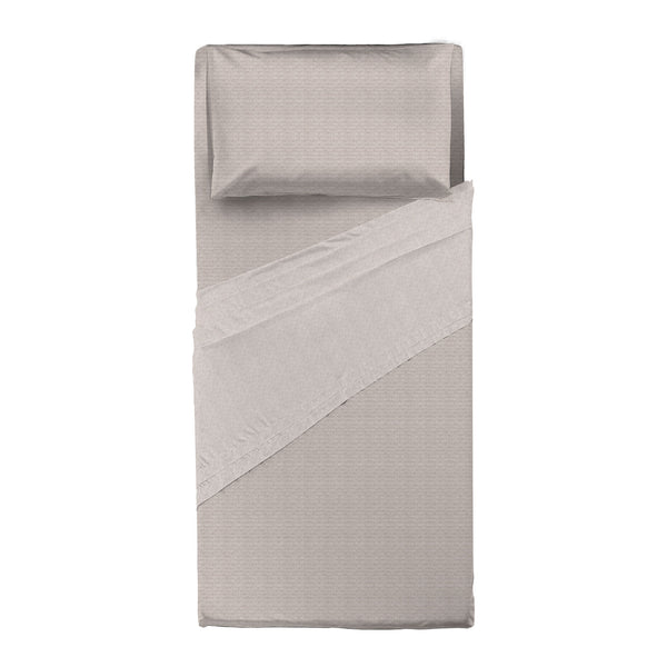 Happidea Completo Letto Singolo in Flanella di Cotone con Stampa Cedric Beige