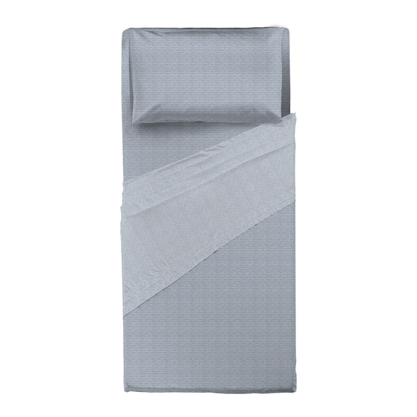 Happidea Completo Letto Singolo in Flanella di Cotone con Stampa Cedric Light Blue