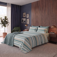 Happidea Completo Letto Matrimoniale in Flanella di Cotone con Stampa Ruby Teal