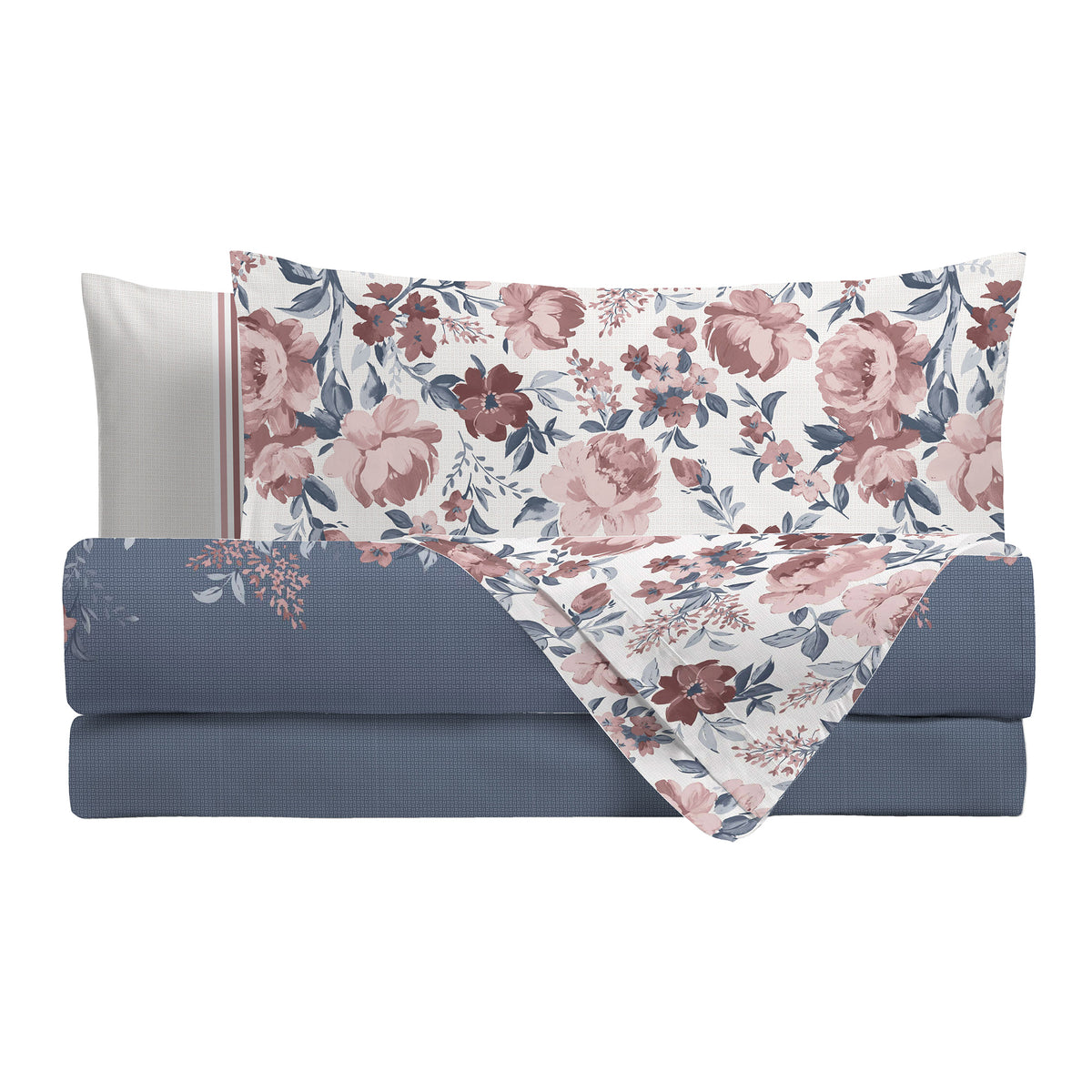 Happidea Completo Letto Matrimoniale in Cotone con Stampa 2 in 1 Emmatheo Blue
