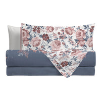 Happidea Completo Letto Matrimoniale in Cotone con Stampa 2 in 1 Emmatheo Blue