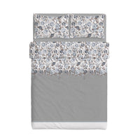 Happidea Completo Letto Matrimoniale in Cotone con Stampa 2 in 1 Emmatheo Grey