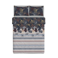 Happidea Completo Letto Matrimoniale in Cotone con Stampa 2 in 1 Gingkoadonis Blue