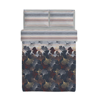 Happidea Completo Letto Matrimoniale in Cotone con Stampa 2 in 1 Gingkoadonis Blue