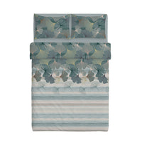 Happidea Completo Letto Matrimoniale in Cotone con Stampa 2 in 1 Gingkoadonis Teal
