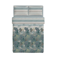 Happidea Completo Letto Matrimoniale in Cotone con Stampa 2 in 1 Gingkoadonis Teal
