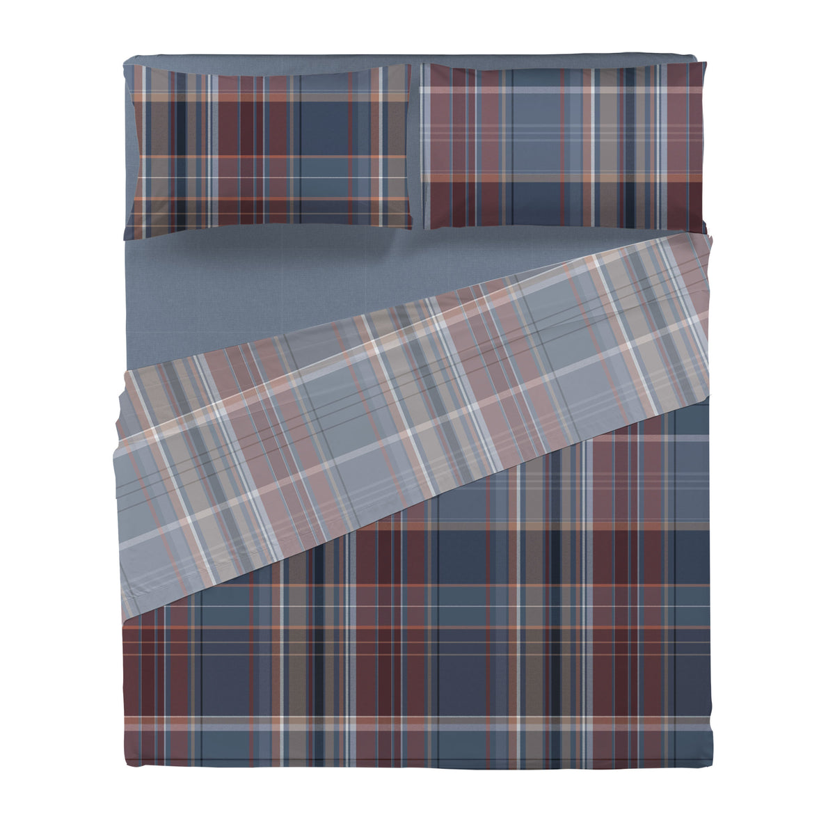 Happidea Completo Letto in Cotone con Stampa Matrimoniale Clinton Blue