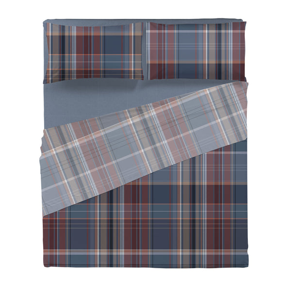 Happidea Completo Letto in Cotone con Stampa Matrimoniale Clinton Blue