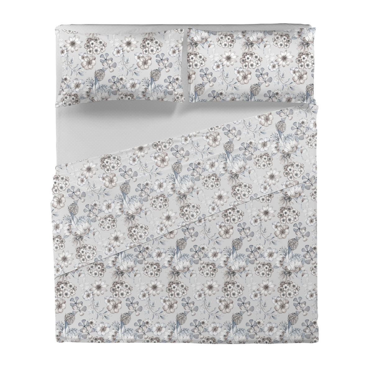 Happidea Completo Letto in Cotone con Stampa Matrimoniale Gwen Greige