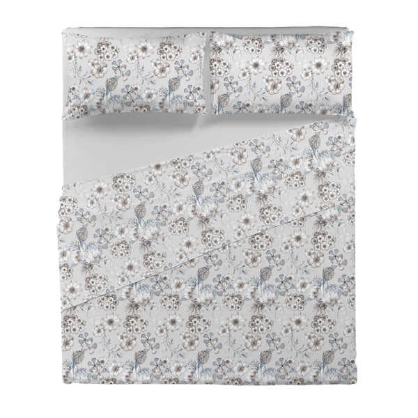 Happidea Completo Letto in Cotone con Stampa Matrimoniale Gwen Greige