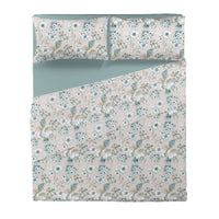 Happidea Completo Letto in Cotone con Stampa Matrimoniale Gwen Teal