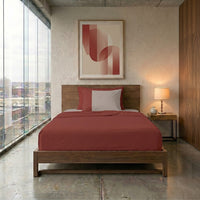 Happidea Completo Letto Piazza e Mezza in Cotone Bicolore Argilla Bruciata/Sabbia