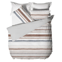Happidea Parure Copripiumino Matrimoniale in Cotone con Stampa Byron Beige