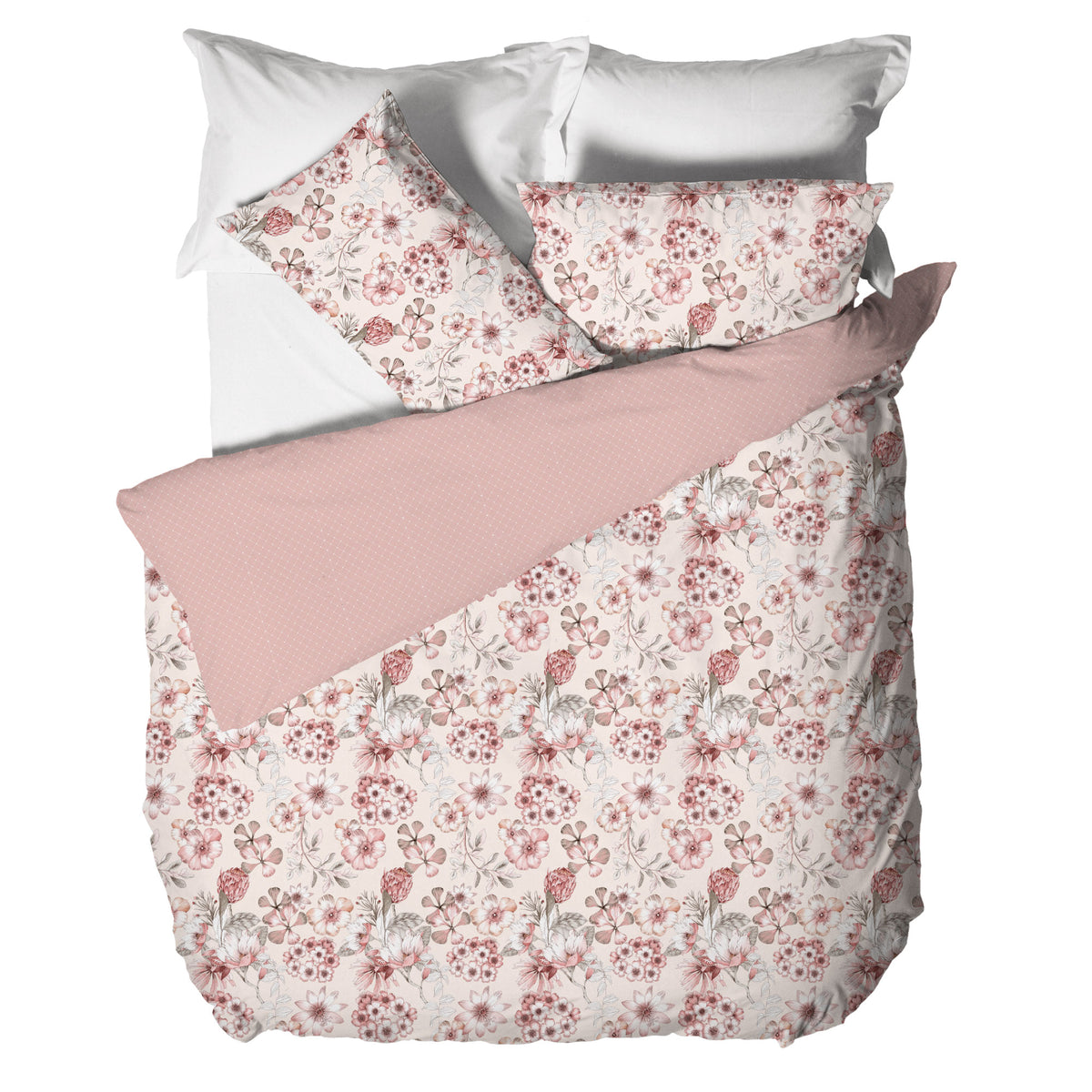 Happidea Parure Copripiumino Matrimoniale in Cotone con Stampa Gwen Pink