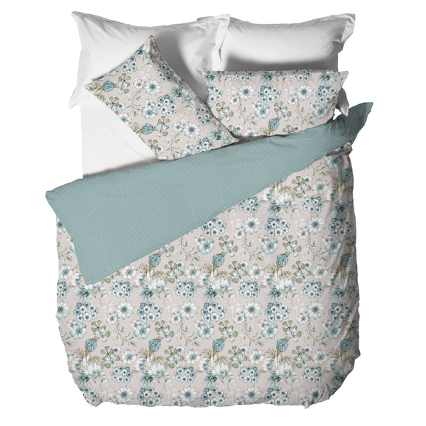 Happidea Parure Copripiumino Matrimoniale in Cotone con Stampa Gwen Teal