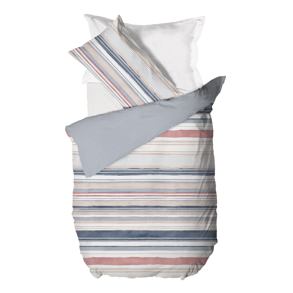 Happidea Parure Copripiumino Piazza e Mezza in Cotone con Stampa Byron Blue