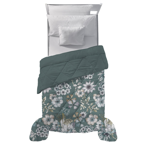 Happidea Trapunta Piazza e Mezza Soffice con Stampa Gwen Teal