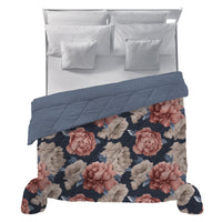 Happidea Trapunta Matrimoniale Soffice con Stampa Peony Dark Blue