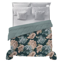 Happidea Trapunta Matrimoniale Soffice con Stampa Peony Teal