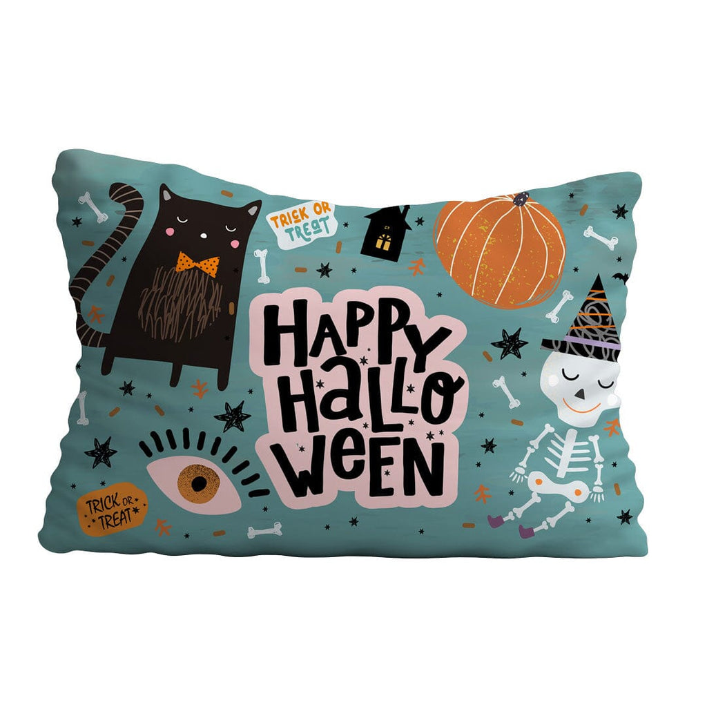 Coppia Federe in Cotone 50x80 con Stampa Digitale Halloween Happy Halloween Aqua - Amo La Casa Shop