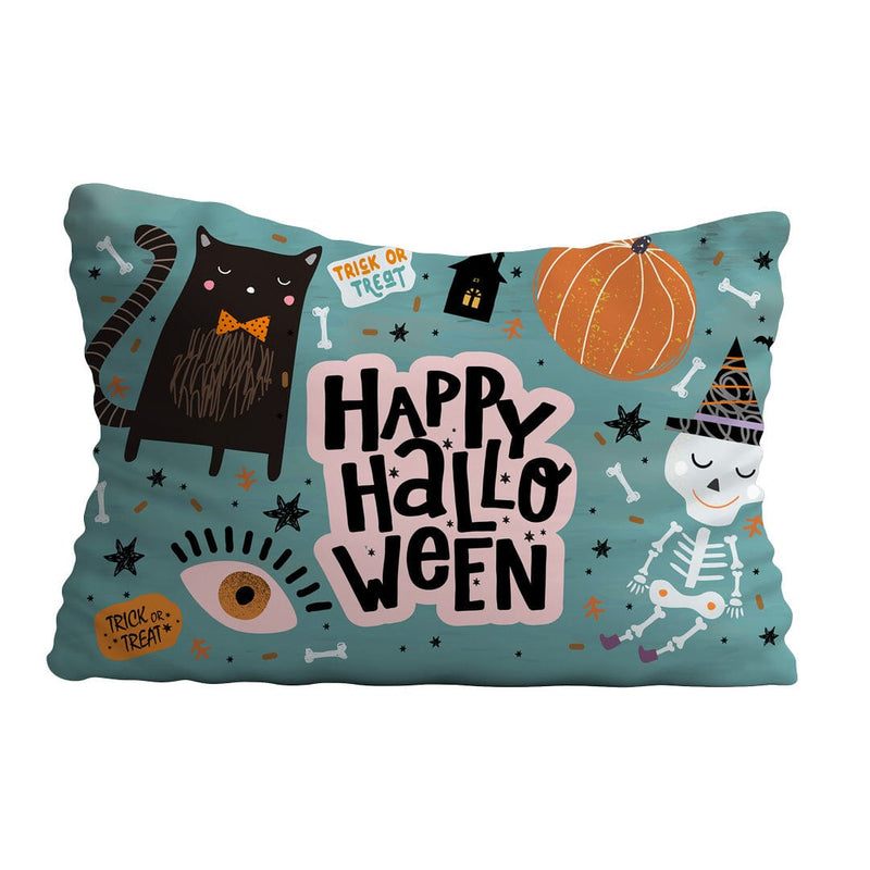 Coppia Federe in Cotone 50x80 con Stampa Digitale Halloween Happy Halloween Aqua - Amo La Casa Shop