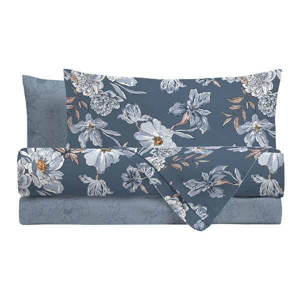 Parure Copripiumino Piazza e Mezza in Cotone con Stampa - Fantasia Dream Me Julienne Blue
