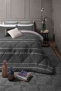 Trapunta Matrimoniale 250x250 cm con Stampa Aria Keyne Dark Grey - Amo La Casa Shop