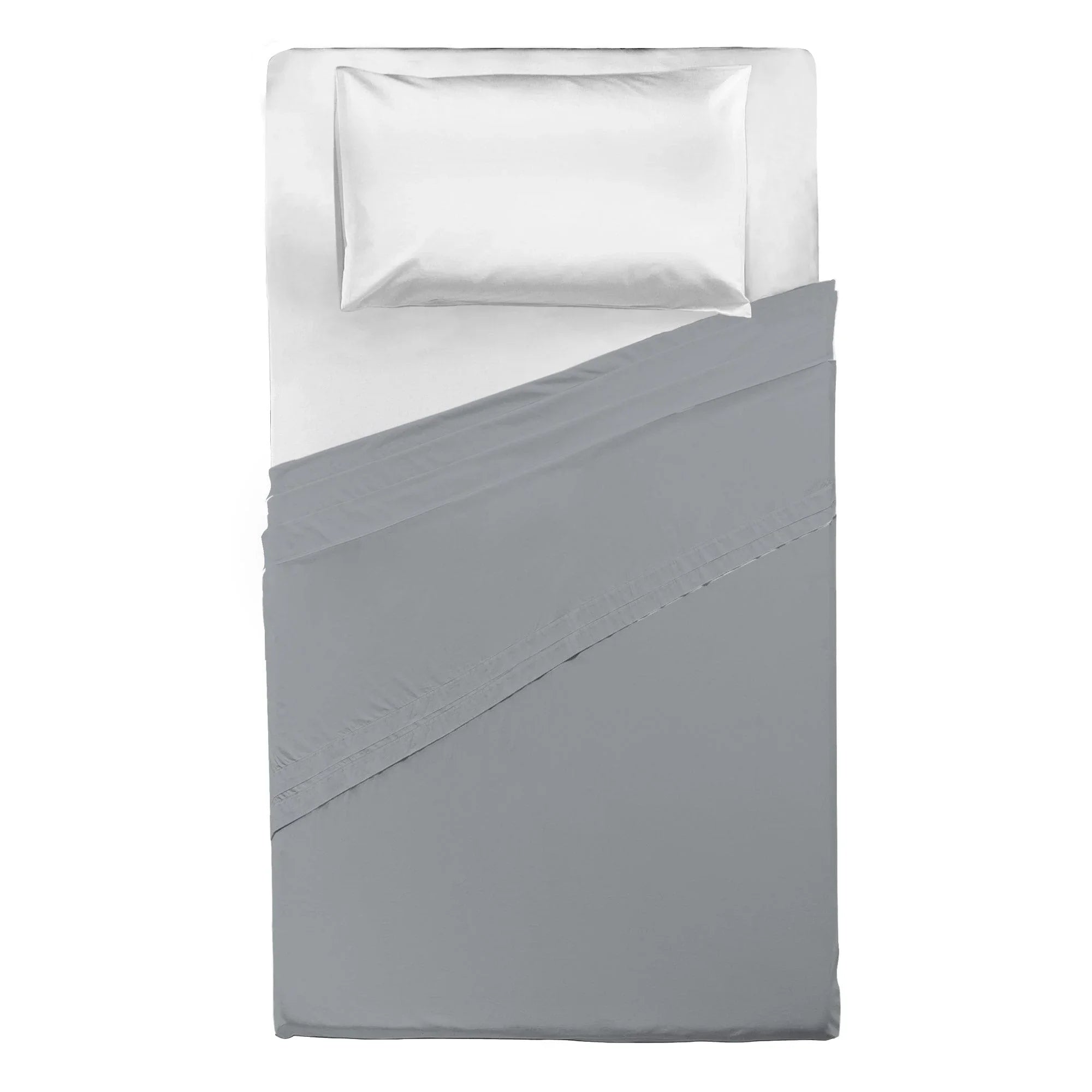 Lenzuolo Piano Piazza e Mezza in Cotone Tinta Unita Grigio - Amo La Casa Shop