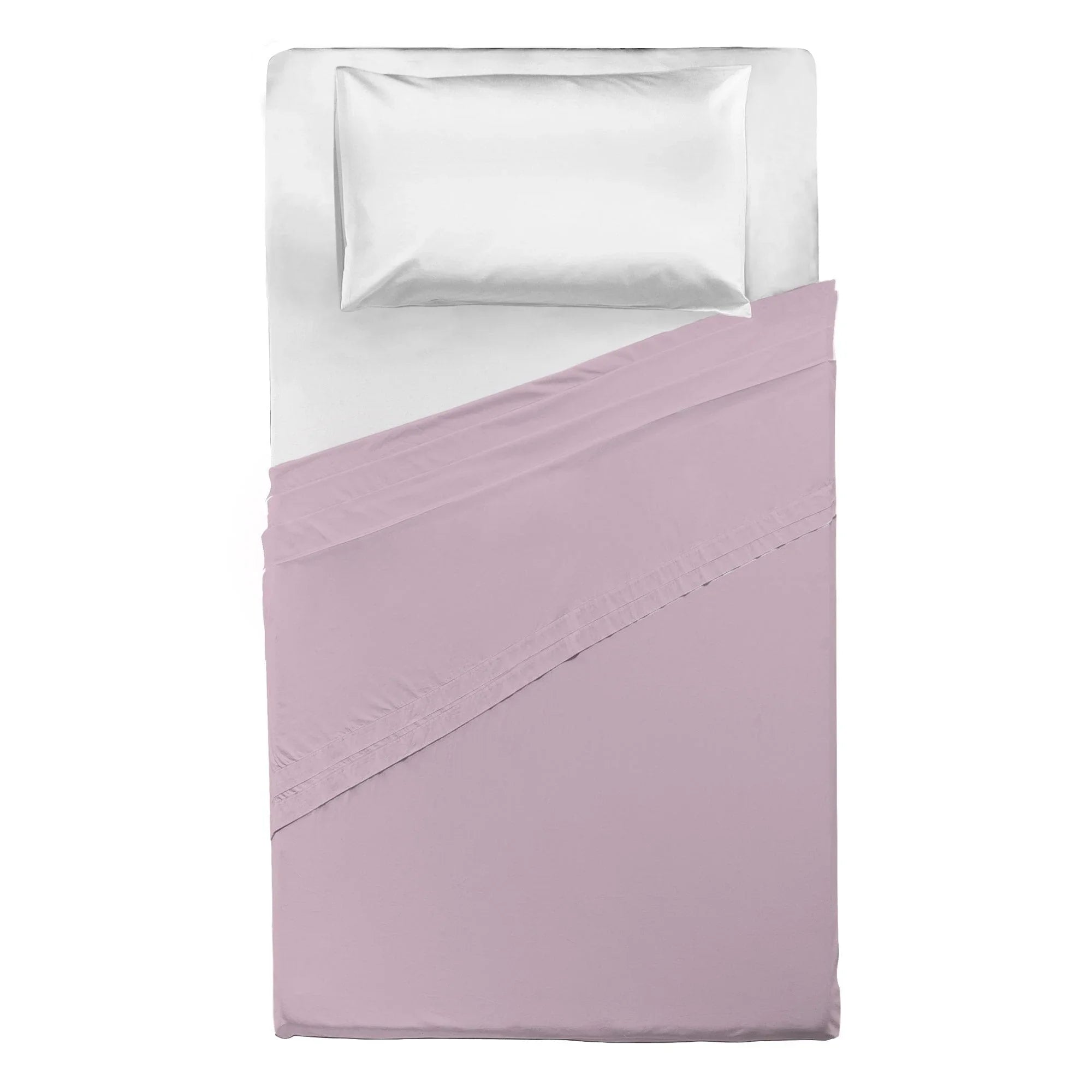 Lenzuolo Piano Piazza e Mezza in Cotone Tinta Unita Rosa - Amo La Casa Shop