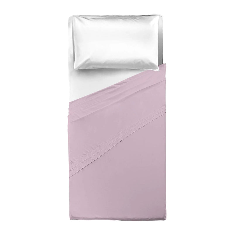 Lenzuolo Piano Singolo in Cotone Tinta Unita Rosa - Amo La Casa Shop