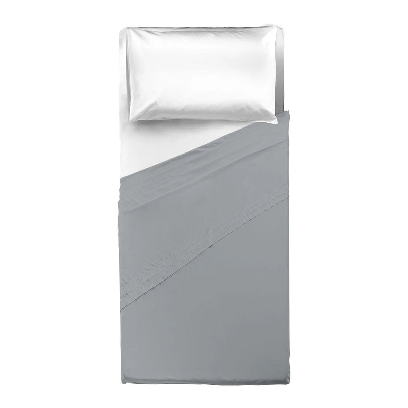 Lenzuolo Piano Singolo in Cotone Tinta Unita Grigio - Amo La Casa Shop
