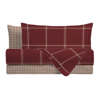 Completo Letto Matrimoniale in Cotone con Stampa - Fantasia Feel Me Mayson Burgundy