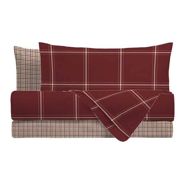Parure Copripiumino Singola in Cotone con Stampa - Fantasia Feel Me Mayson Burgundy