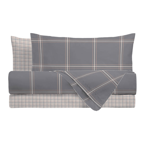 Parure Copripiumino Piazza e Mezza in Cotone con Stampa - Fantasia Hug Me Mayson Dark Grey