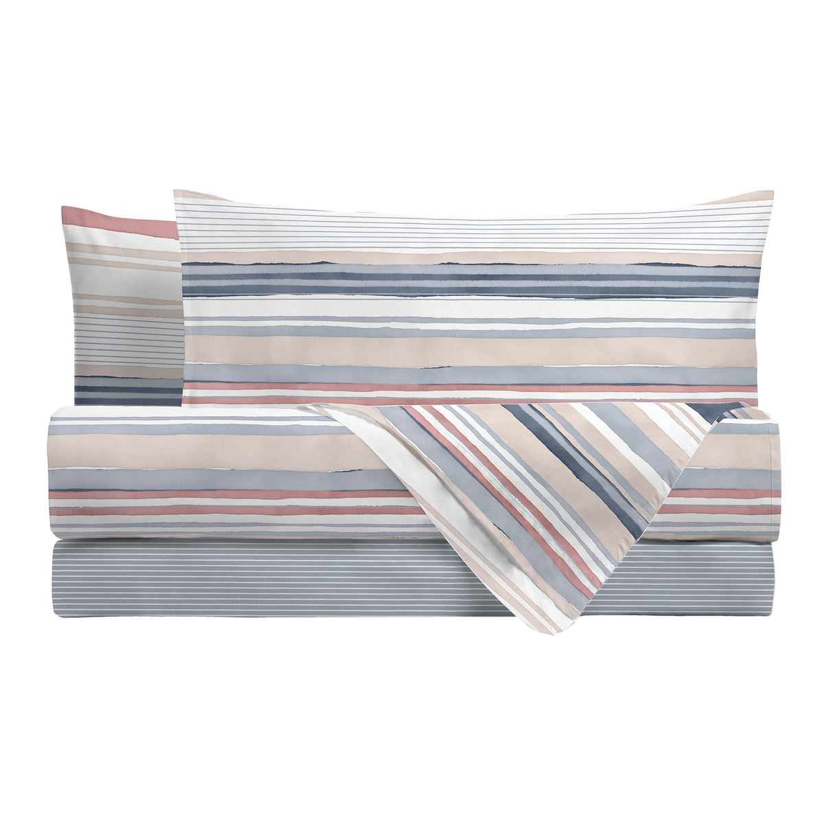 Happidea Parure Copripiumino Matrimoniale in Cotone con Stampa Byron Blue
