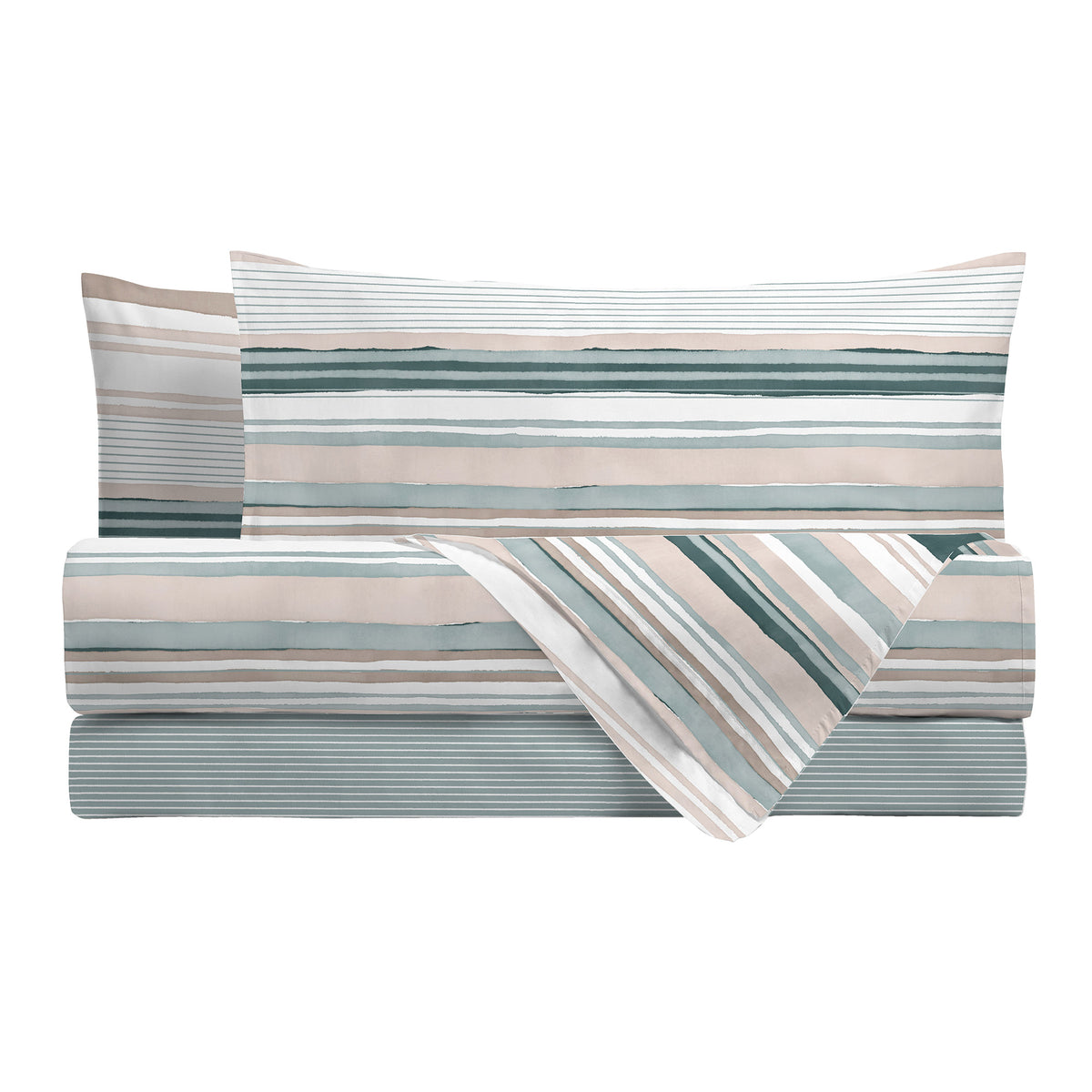 Happidea Parure Copripiumino Piazza e Mezza in Cotone con Stampa Byron Teal