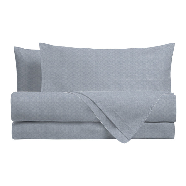 Happidea Completo Letto Matrimoniale in Flanella di Cotone con Stampa Cedric Light Blue