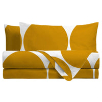 Parure Copripiumino Matrimoniale in Puro Cotone con Stampa Contemporary - Fantasia Ellioth Ochre - Amo La Casa Shop