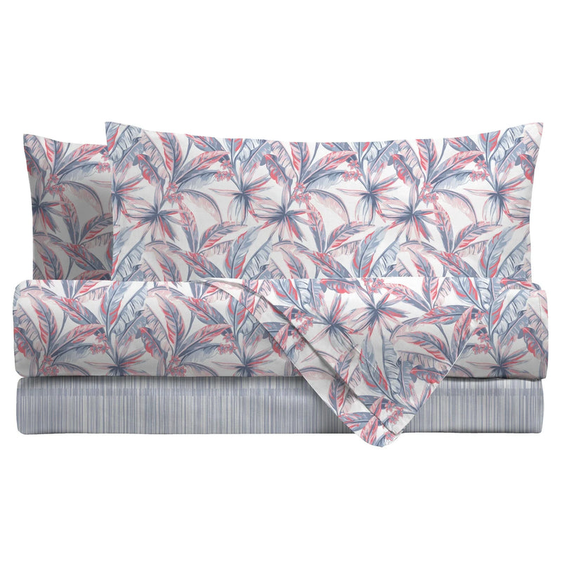 LUXURY COLLECTION DI MAESTRO Completo Letto Matrimoniale in Cotone 144 Fili con Stampa - Fantasia Jordanna Blue - Amo La Casa Shop