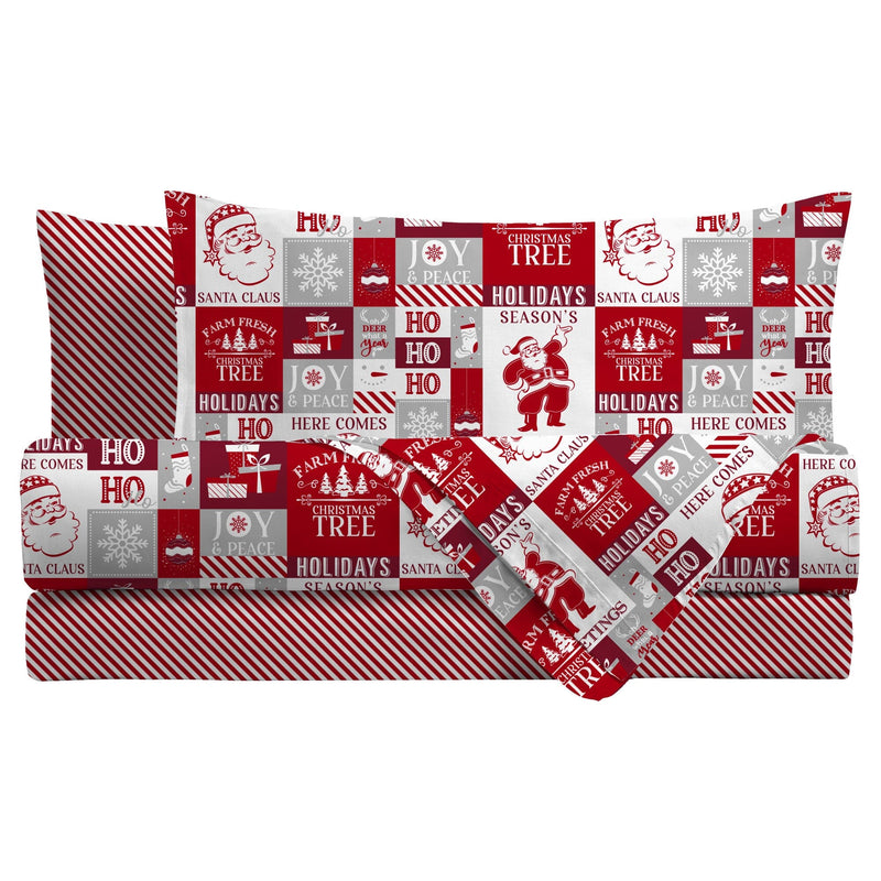 Completo Letto Stampato Ginger Singolo Holiday Patchwork Red - Amo La Casa Shop