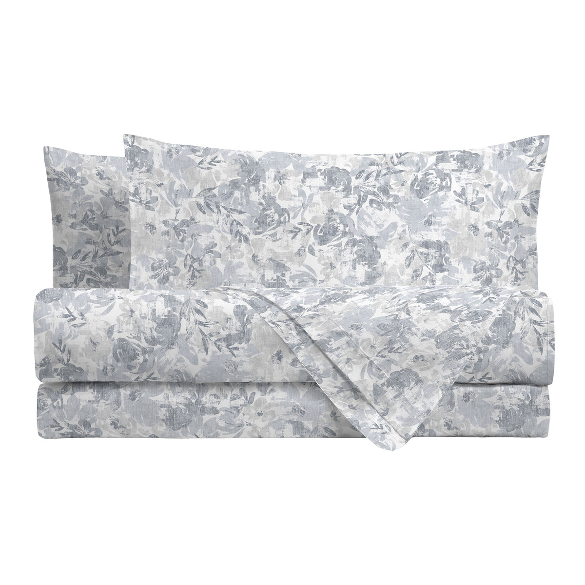 Happidea Completo Letto Matrimoniale in Flanella di Cotone con Stampa Adelia Sky Grey