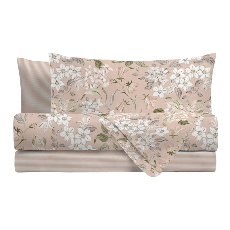 Completo Letto Matrimoniale con Stampa Atelier - Fantasia Blair Beige