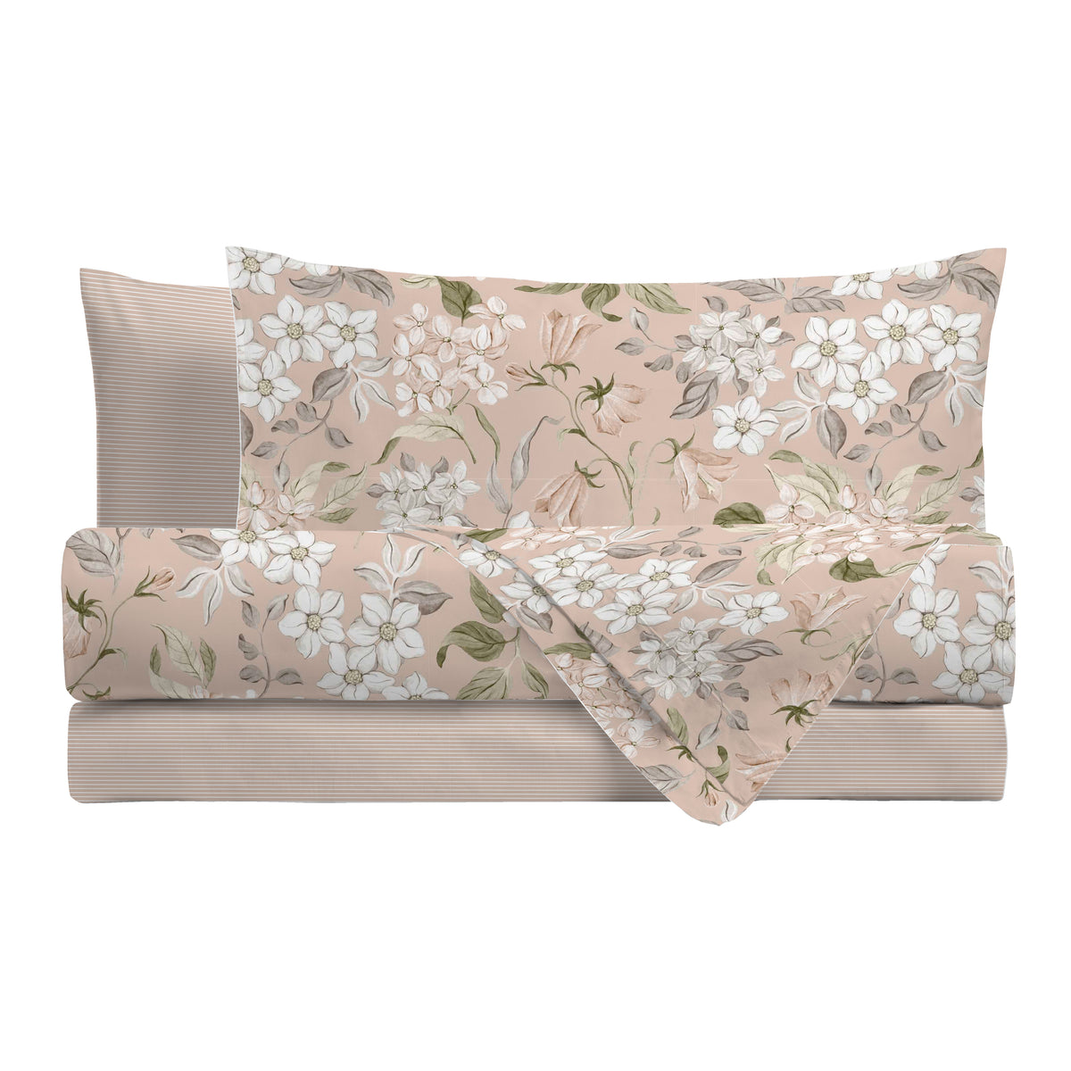 Completo Letto Singolo con Stampa Atelier - Fantasia Blair Beige